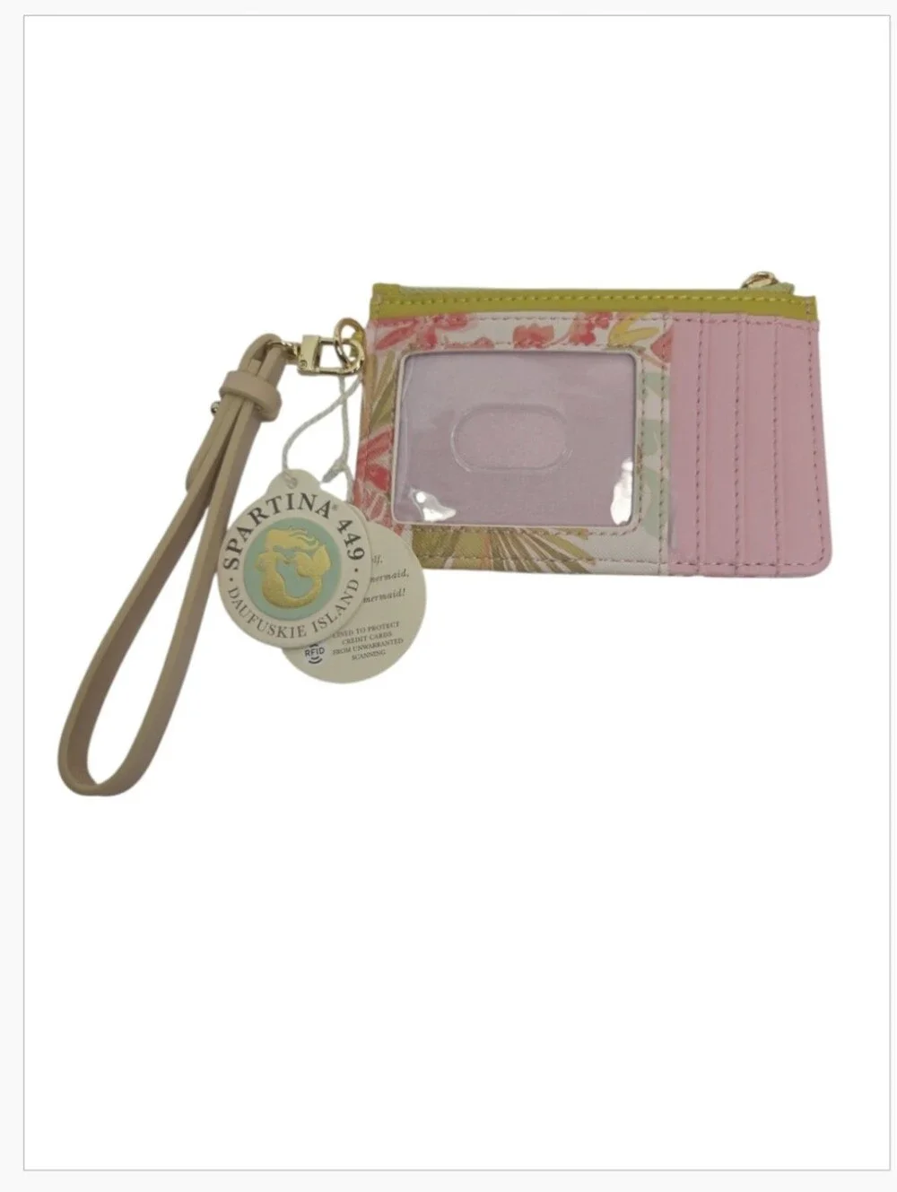 Spartina 449 Slim Card Zip Coin Purse Castillo Tropical Wristlet NWT